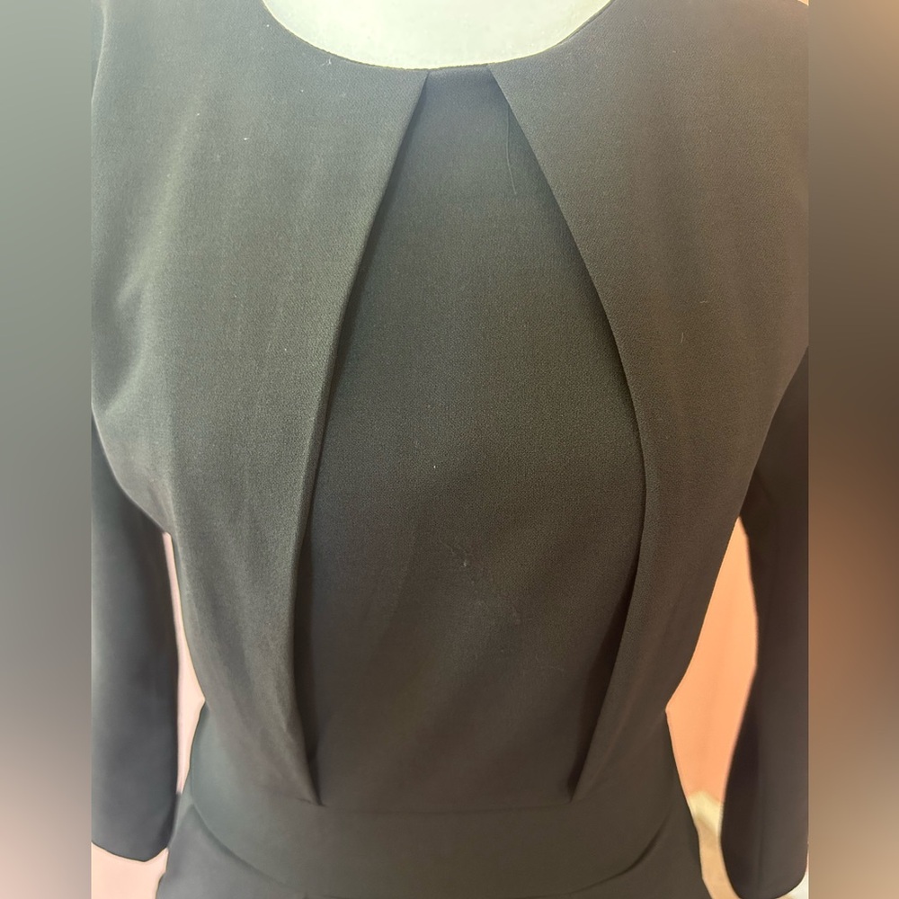 Love by Design black sophisticated chic midi dress ruched bodice and pockets M - Picture 4 of 8